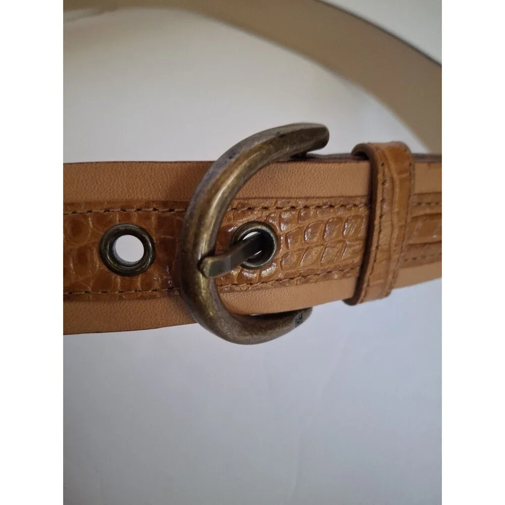 Liz Claiborne Carmel Brown Leather Belt Size XL New Minimalist